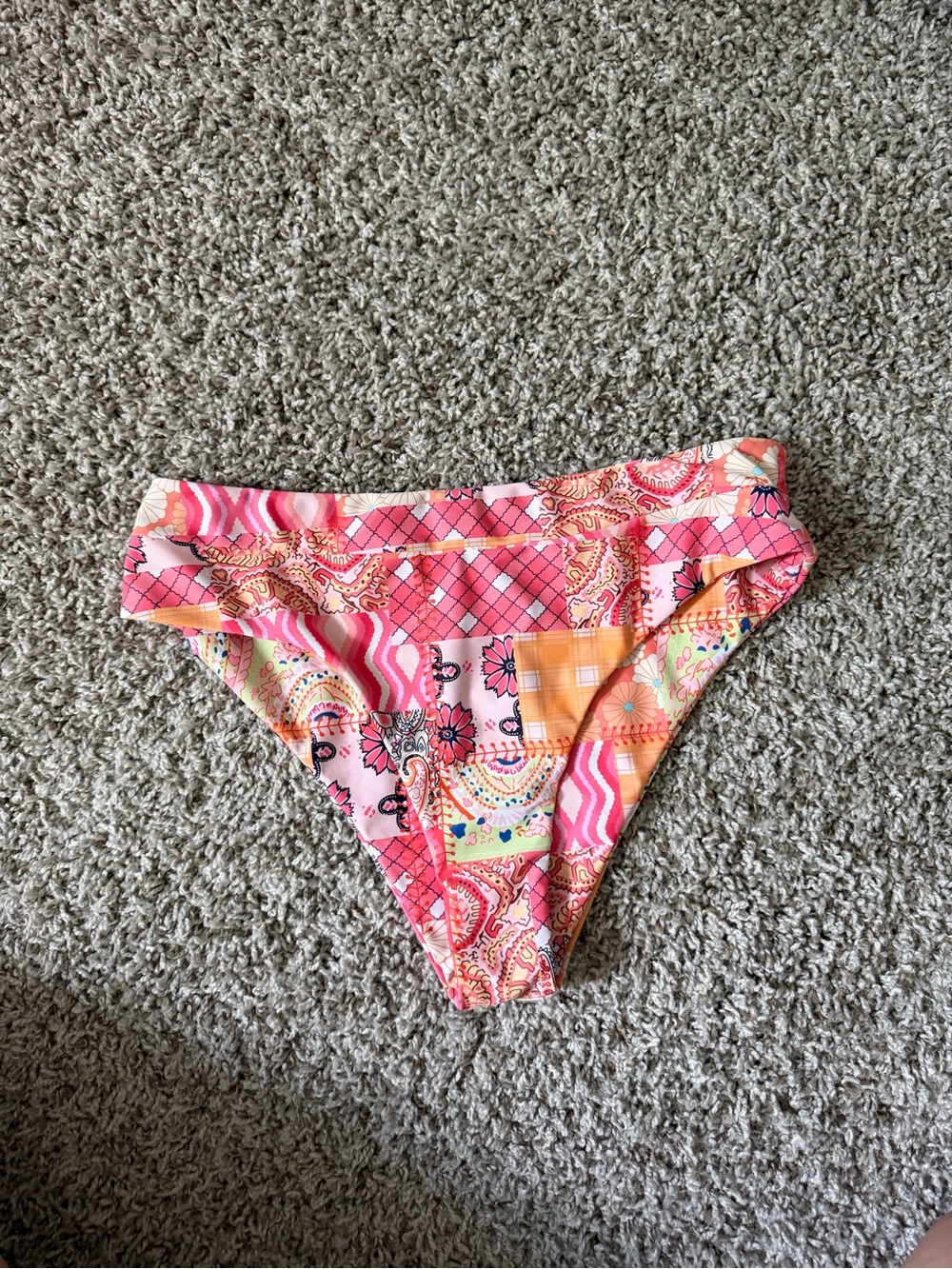 Women's Pink Patchwork Print Swim Bottoms